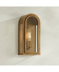 Possini Euro Design Alys 13" High Industrial Outdoor Wall Light Fixture Mount Porch House Set of 2 Gold Aged Brass Finish