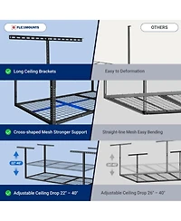 Fleximounts 3x6 Overhead Garage Storage Rack, Heavy-Duty Metal Ceiling Racks, Hammertone, Classic Series