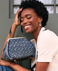 Patricia Nash Tabby Washed Woven Denim Frame Crossbody Bag