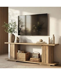 Tribesigns Tv Stand for 60/65/70 Inch Tvs, Wooden Entertainment Center with Open Storage Shelves, Farmhouse TV Console Media Television Stands