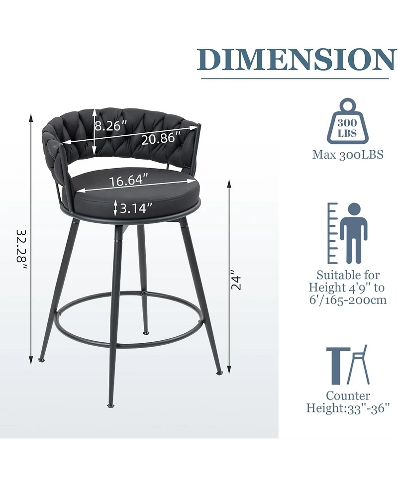 Dyhome 24" Bar Stools Set of 3, 360degree(s) Swivel Modern Counter Height