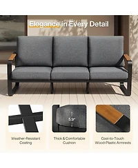Tribesigns 5-Piece Outdoor Patio Furniture Set with 2 Chairs, 1 3-Seater Sofa, 1 Coffee Table and 1 Side Table