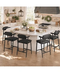 homfan 26-Inch Counter Height Bar Stools with Padded Back and Armrests, Metal Frame and Footrest, Easy Assembly for Kitchen Island and Bar Areas