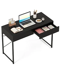 Slickblue Compact Home Office Desk with 2 Drawers and Metal Frame