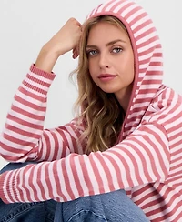 Ultra Flirt Juniors' Striped Full-Zip Hoodie Sweater