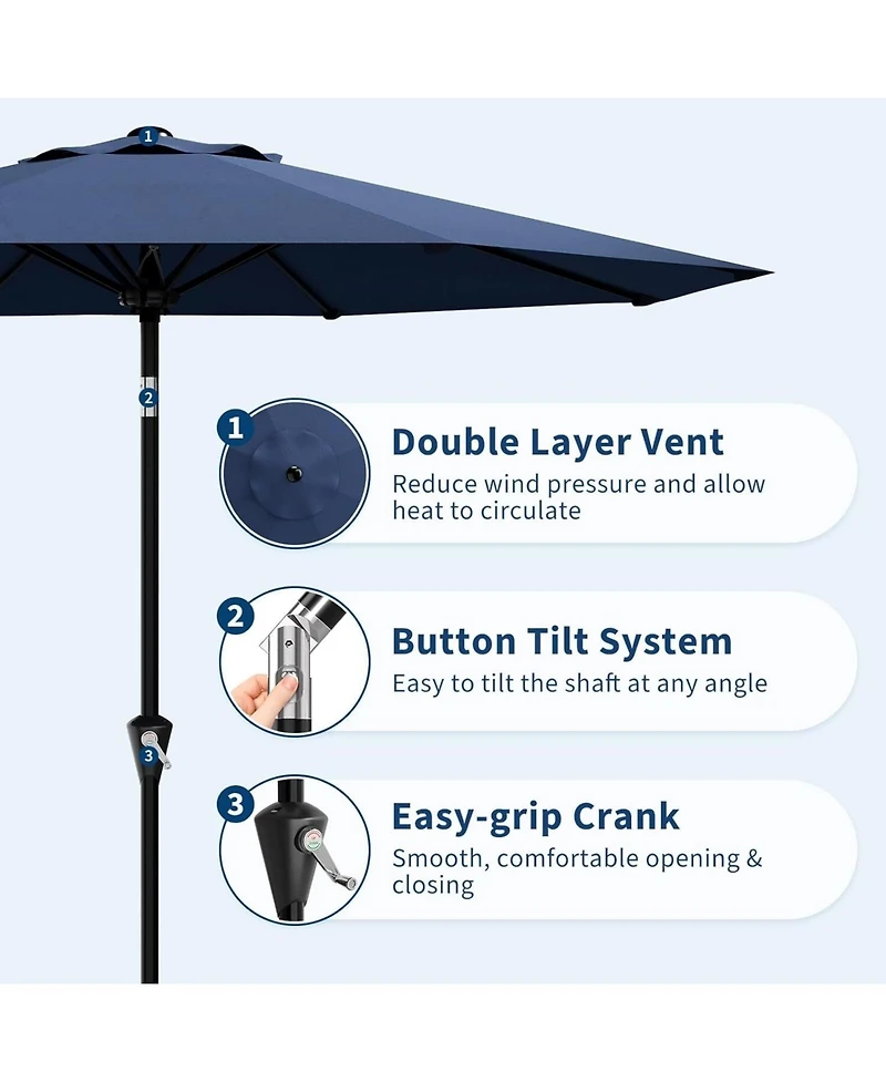 gaomon 9Feet Patio Umbrella With Smooth Crank Lift Uv Protection Waterproof For Pool, Deck, Yard, Garden (No Base)