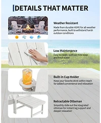 gaomon 2 Pcs All-Weather Hdpe Outdoor Folding Adirondack Rocking Chair with Retractable Ottoman for patios, Decks, Gardens