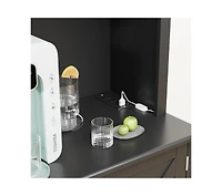 gaomon 72-Inch-Tall Kitchen Hutch Cabinet with Glass Doors, 41-Inch-Wide Freestanding Storage Cabinet with Charging Station and Led Lights