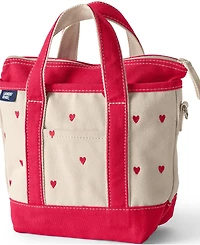 Lands' End Small Embroidered 3 Pocket Zip Top Canvas Tote Bag
