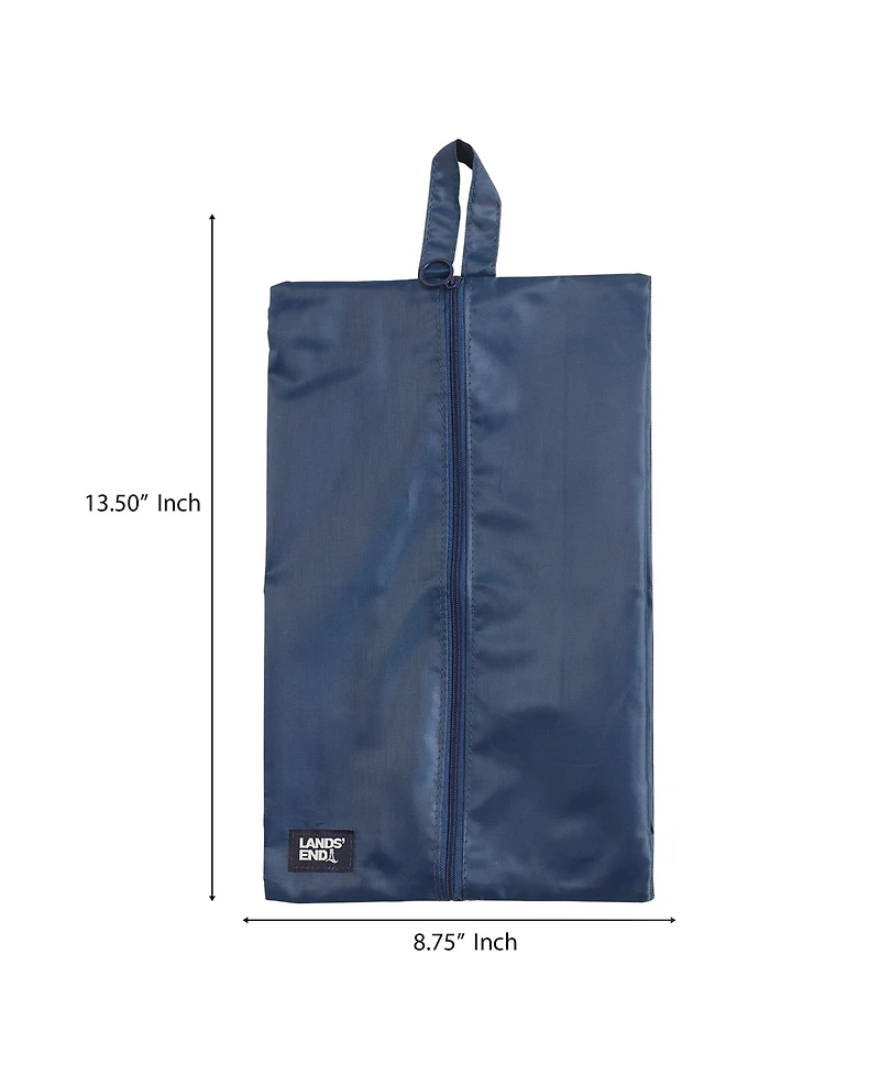 Lands' End Shoe Bags for Travel Set of 2, Polyester Canvas Shoe Travel Bag with Zipper Closure (Navy)