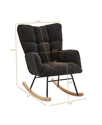 Rainsken Comfortable Glider Rocking Chair, Upholstered Teddy fabric Accent Chairs, Solid Wood Frame, for Living Rooms Bedrooms Offices