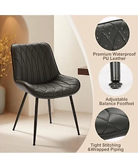 gaomon Set of 2 Modern Dining Chairs Upholstered Pu Leather Armless Side Chairs with Thick Cushion for Kitchen Dining Room