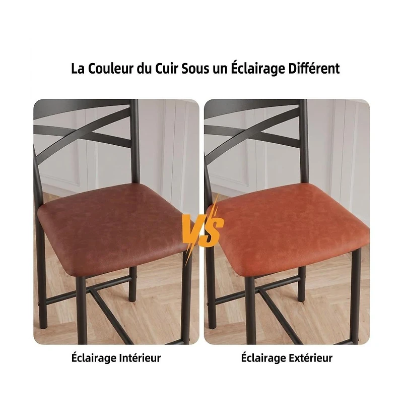 gaomon 4-Pack Counter Height Bar Stools, Brown Upholstered Seats, Metal Frame, for Kitchen Island or Dining Room