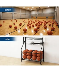Gaomon Heavy Duty Sports Ball Storage Cart, Rolling Multi Sport Equipment Organizer for Garage Gym Playroom