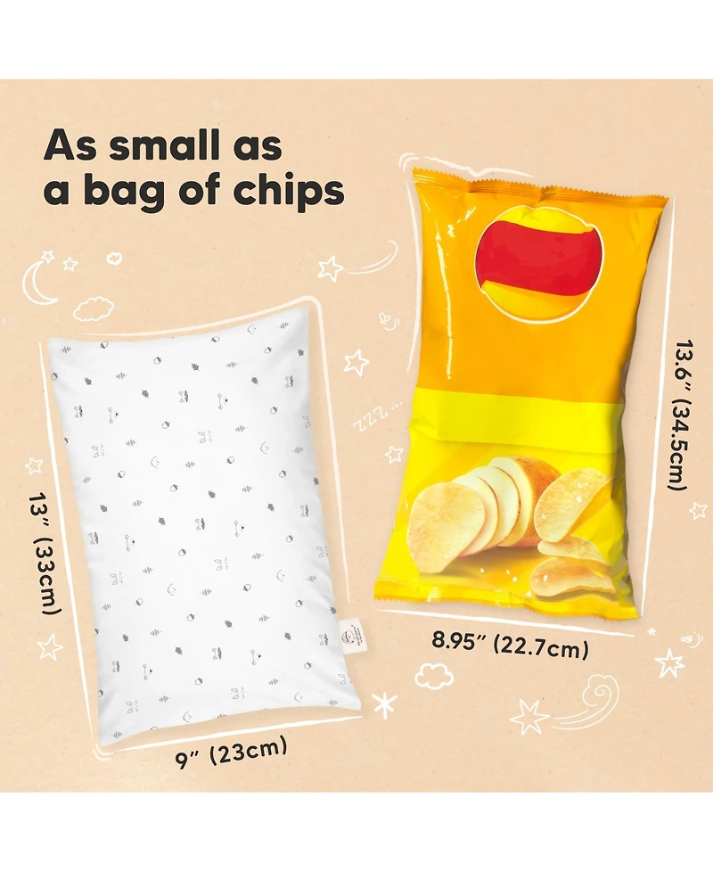 KeaBabies Toddler Mini Pillow and Pillowcase for Crib, 9x13 Small Travel