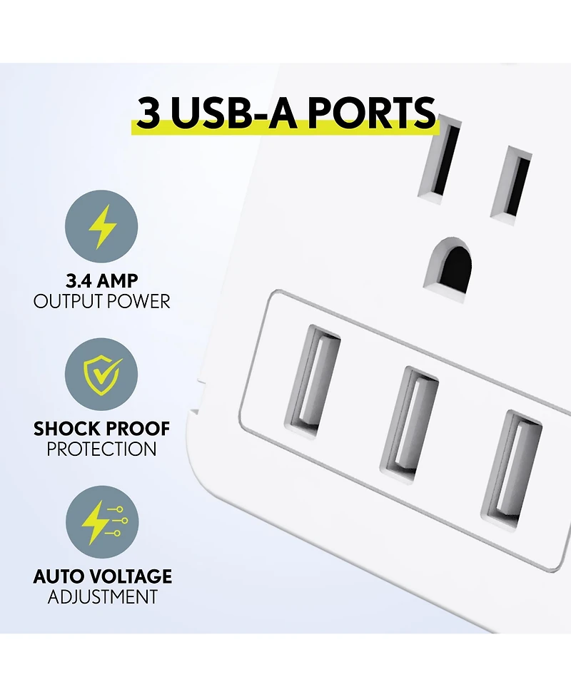 Overtime Outlet Shelf Charging Station 3 Usb Ports