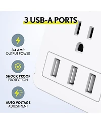 Overtime Outlet Shelf Charging Station 3 Usb Ports