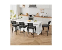 homfan 2 Set of Faux Leather Counter Height Bar Stools with Backrest, Modern Upholstered Chairs with Metal Legs for Kitchen Island and Counter Bar