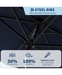 Xo Rectangular Patio Umbrella with Crank Lift, Outdoor Market Table Umbrella with Vented Canopy, 6-Rib Steel Frame Uv-Resistant Shade