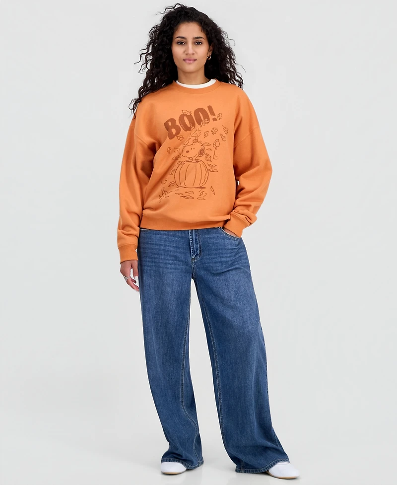 Peanuts Juniors' Snoopy Pumpkin Graphic Print Sweatshirt