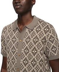 Lucky Brand Men's Jacquard Spread Collar Sweater