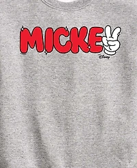 Disney Boys' 8-20 Mickey Peace Sign Crewneck Fleece Sweatshirt