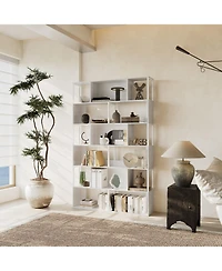 gaomon Modern 6-Tier Geometric Standing Bookshelf, Bookcase for Living Room Storage