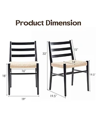 Clihome Mid Century Modern Woven Rope Seat Dining Chairs Set of 2