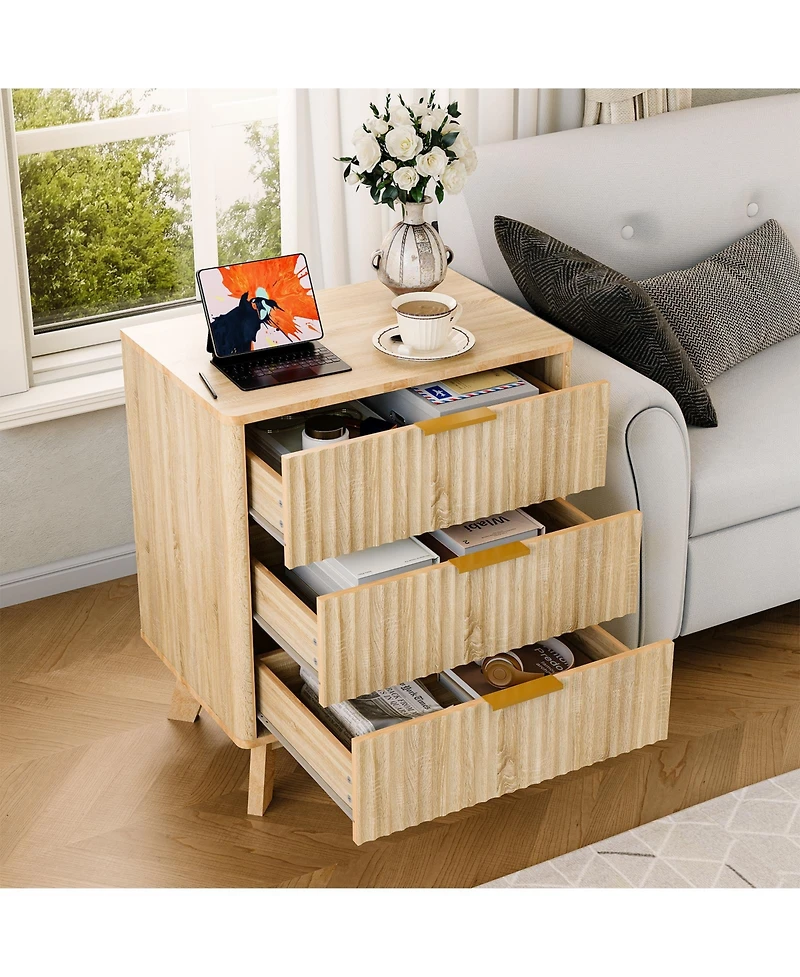 Gaomon Modern Bedroom End Table, 3 Drawers Nightstand
