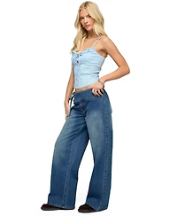 Edikted Women's Cleo Tie Waist Low Rise Baggy Jeans