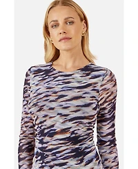 Yumi Women's Abstract Stripe Ruched Midi Dress