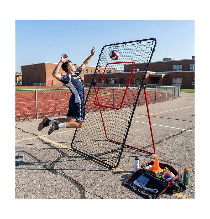 Xo Volleyball Rebounder Net, Adjustable Portable Training Net for Bumping Setting Spiking Practice