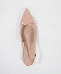 Berness Women's Blanca Patent Slingback Flats with Geometric Accent