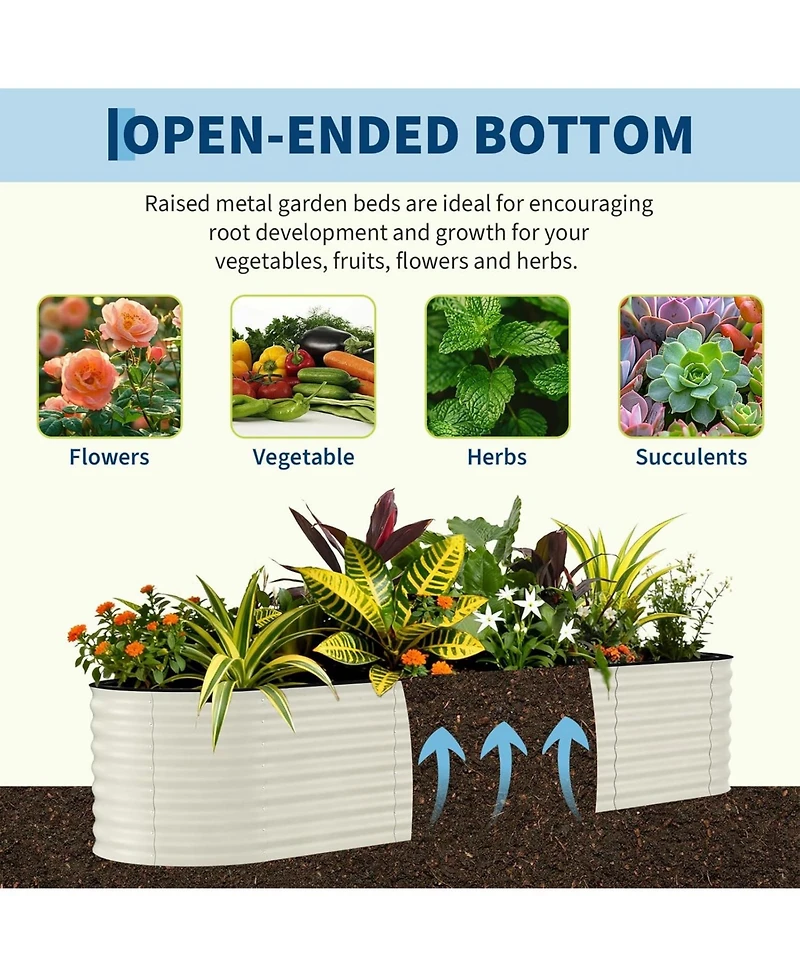 Xo 2-Pack 8x2x2FT Galvanized Raised Garden Bed, Metal Planter Boxes for Vegetables Flowers Herbs, Rust-Resistant Outdoor Garden Beds