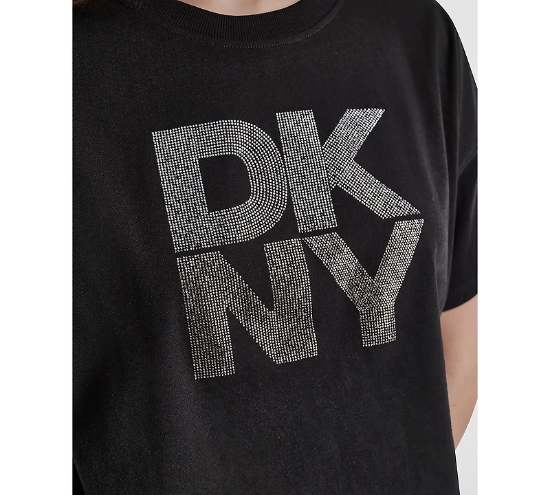 Dkny Sport Women's Ombre Rhinestone Logo Crewneck T-Shirt