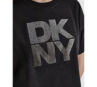 Dkny Sport Women's Ombre Rhinestone Logo Crewneck T-Shirt