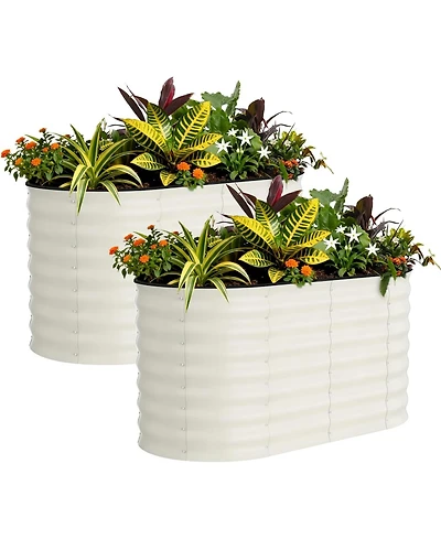 Xo 2-Pack 4x2x2FT Galvanized Raised Garden Bed, Metal Planter Boxes for Vegetables Flowers Herbs, Rust-Resistant Outdoor Garden Beds