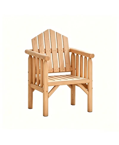 Yiortwo Wooden Patio Armchair with Armrests, Outdoor Dining Chair