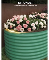 Xo 8x4x2FT Oval Raised Garden Bed, 0.6mm Galvanized Steel Planter Box, Weatherproof Outdoor Garden Bed for Vegetables Herbs Flowers