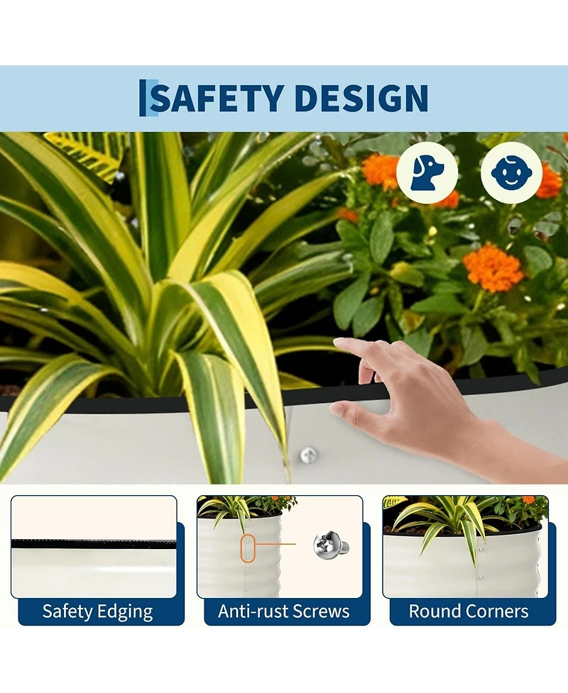 Xo 8x4x1.5FT Galvanized Raised Garden Bed, Metal Planter Box for Vegetables Flowers Herbs
