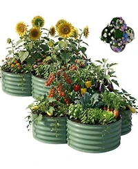 Xo 2 Pack 4x4x1ft Galvanized Raised Garden Bed Metal Planter Boxes With Open Bottom For Vegetables Flowers Herbs Outdoor Garden Bed