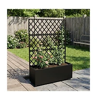 Xo 71x35x16" Steel Raised Garden Bed with Trellis, Mobile Planter Box with Wheels and Privacy Screen for Patio Deck Garden