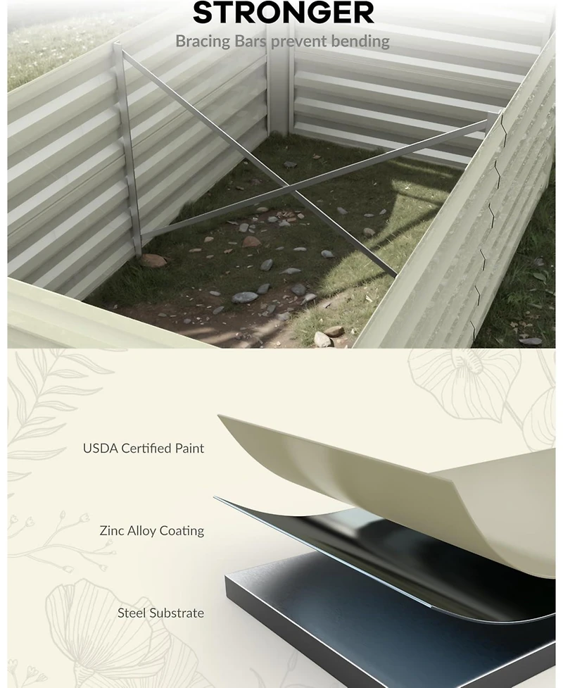 Xo 2-Pack 8x4x2FT Galvanized Raised Garden Bed, 24" Tall Metal Planter Boxes for Vegetables Flowers, Outdoor Garden Bed
