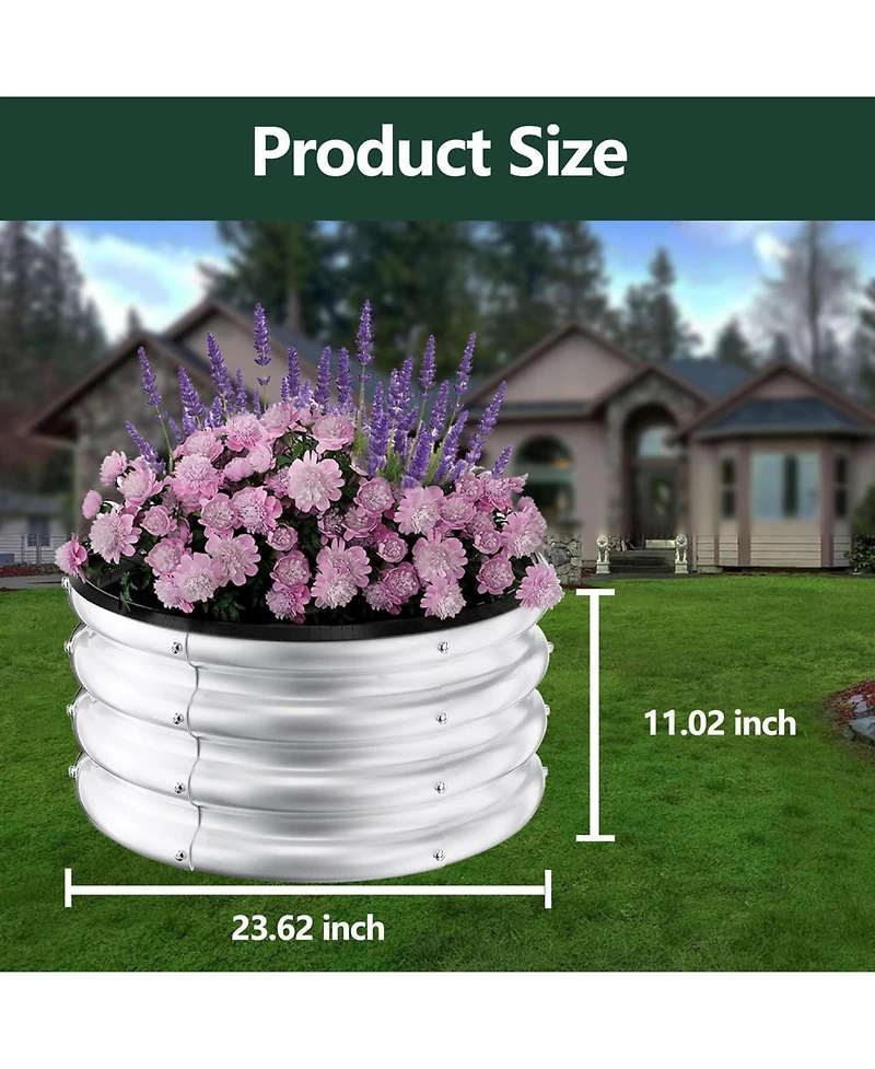 Xo 3-Pack 2x2x1FT Round Metal Raised Garden Bed, Galvanized Planter Boxes for Vegetables Fruits Flowers, Outdoor Garden