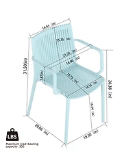 Mondawe 5-Piece Outdoor Dining Set - 55 Inch Table with 4 Stackable Pp Armchair