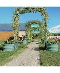 Xo 96" Raised Garden Bed with Arch Trellis, Expandable Metal Planter Box with Clips and Drainage Net, Outdoor Garden Bed