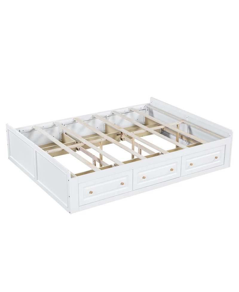 Streamdale Furniture Wood Queen Size Platform Bed Frame with 6 Drawers