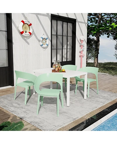 Mondawe 5-Piece Outdoor Dining Set - 55 Inch Table with 4 Pp Chairs, Lightweight Tabletop Metal Frame