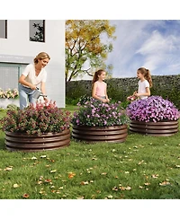 Xo Round Metal Raised Garden Bed 2x1 ft, Galvanized Planter Box Set, Safe Edge, Rustproof, Outdoor Garden