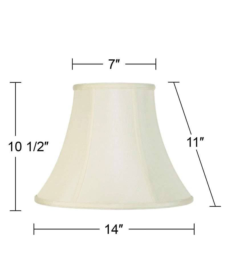 Imperial Shade Set of 2 Creme Medium Bell Lamp Shades 7" Top x 14" Bottom x 11" High Replacement with Harp and Finial